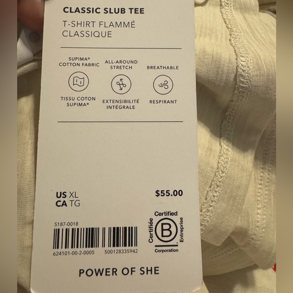 Athleta Women's Classic Slub Tee Size in Pelican Cream color. retail $55 NWT - Picture 12 of 13